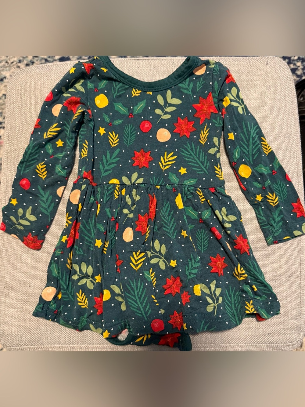 Little Sleepies Holly Jolly Play Dress with Body Suit, 3-6mo